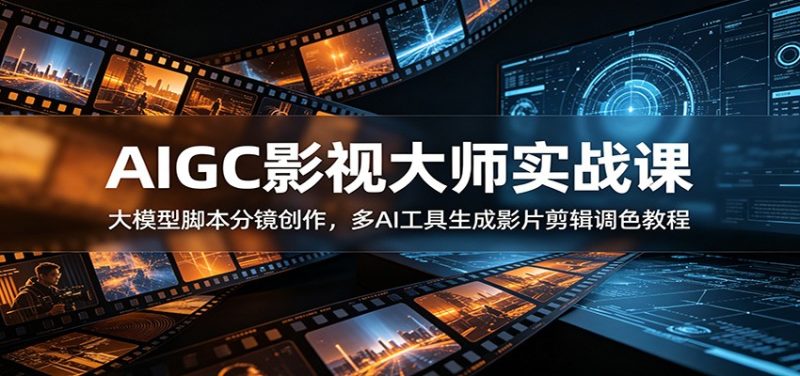AIGC影视大师实战课：大模型脚本分镜创作，多AI工具生成影片剪辑调色教程 - 严选资源大全 - 严选资源大全