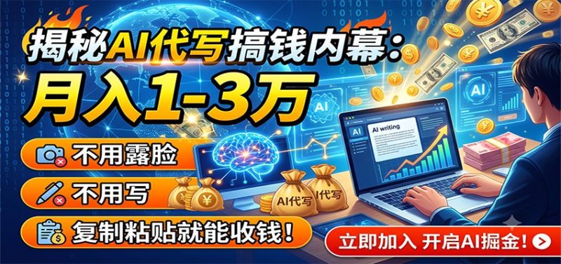 揭秘AI代写搞钱内幕:月入1-3万,不用露脸不用写,复制粘贴就能收钱! - 严选资源大全 - 严选资源大全