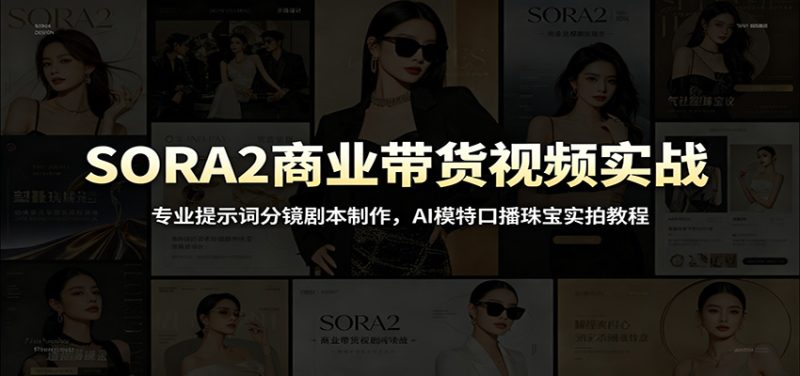 SORA2商业带货视频实战:专业提示词分镜剧本制作,AI模特口播珠宝实拍教程 - 严选资源大全 - 严选资源大全