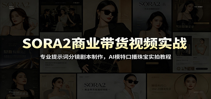 SORA2商业带货视频实战:专业提示词分镜剧本制作,AI模特口播珠宝实拍教程 - 严选资源大全