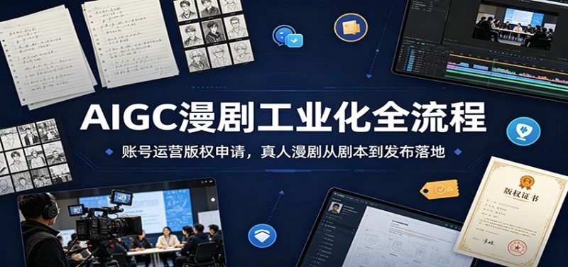 AIGC漫剧工业化全流程:账号运营版权申请,真人漫剧从剧本到发布落地 - 严选资源大全 - 严选资源大全