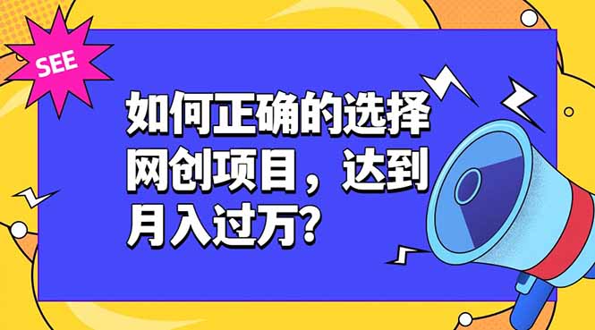如何正确的选择网创项目,达到月入过万?,本课程教你正确选择项目。 - 严选资源大全