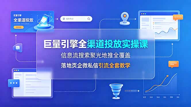 巨量引擎全渠道投放实操课,信息流搜索聚光地推全覆盖,落地页企微私信引流全套教学 - 严选资源大全