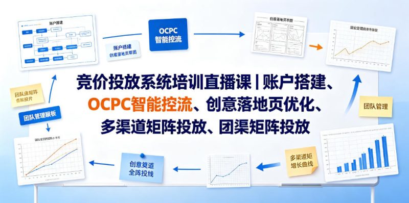 竞价投放系统培训直播课｜账户搭建、OCPC智能控流、创意落地页优化、多渠道矩阵投放、团队管理与副业变现全阶实战 - 严选资源大全 - 严选资源大全