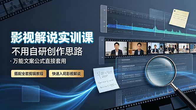 影视解说实训课:不用自研创作思路,万能文案公式直接套用,搭配全套剪辑教程,快速入局影视解说 - 严选资源大全