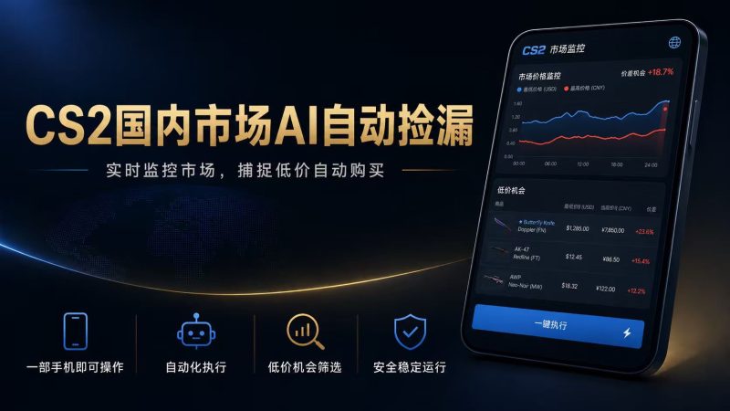 CS2国内市场AI自动捡漏,稳定运行多年。支持任何形式数据验证,日入300+ - 严选资源大全 - 严选资源大全
