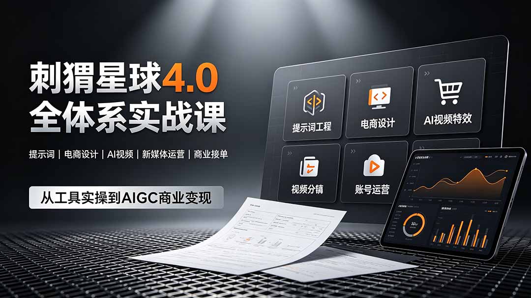 刺猬星球4.0全体系实战课,覆盖提示词工程、电商设计、AI视频特效与新媒体运营,一站式掌握AIGC商业核心技能 - 严选资源大全