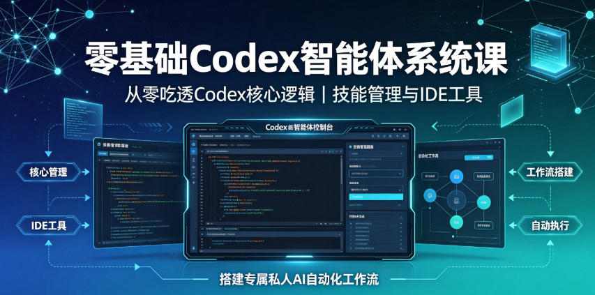 零基础Codex智能体系统课|从零吃透Codex核心逻辑、技能管理与IDE工具,搭建专属私人AI自动化工作流 - 严选资源大全