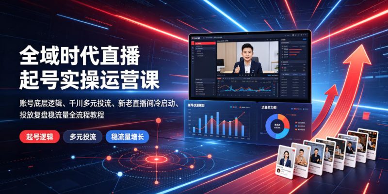 全域时代直播起号实操运营课|账号底层逻辑、千川多元投流、新老直播间冷启动、投放复盘稳流量全流程教程 - 严选资源大全 - 严选资源大全