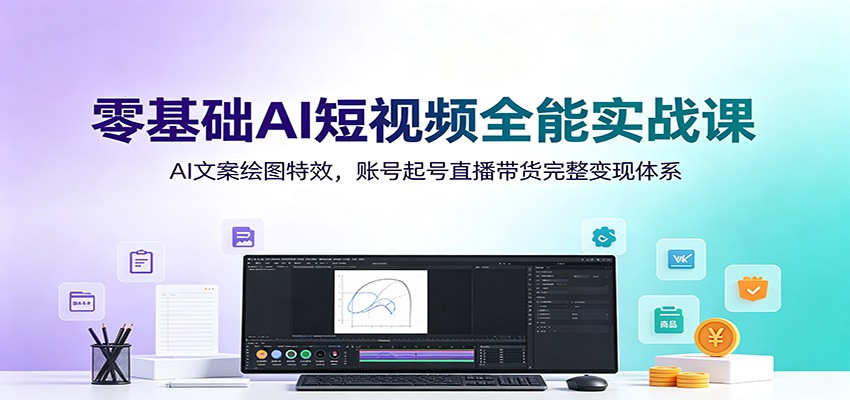 零基础AI短视频全能实战课:AI文案绘图特效,账号起号直播带货完整变现体系 - 严选资源大全