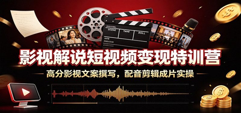 影视解说短视频变现特训营:高分影视文案撰写,配音剪辑成片实操 - 严选资源大全 - 严选资源大全