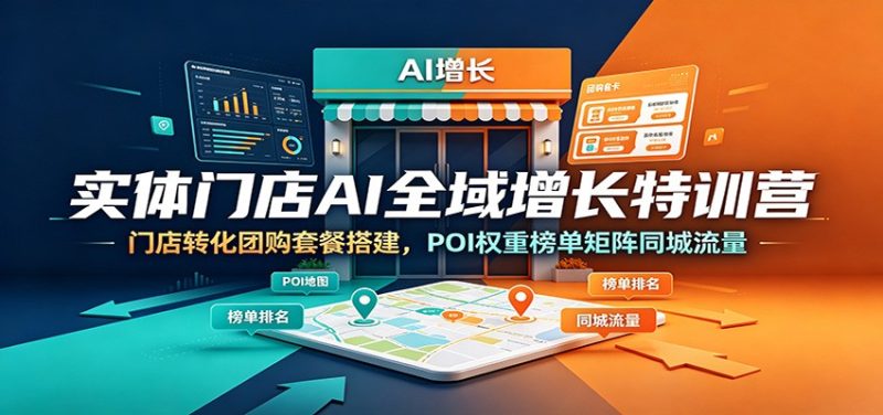 实体门店AI全域增长特训营:门店转化团购套餐搭建,POI权重榜单矩阵同城流量 - 严选资源大全 - 严选资源大全