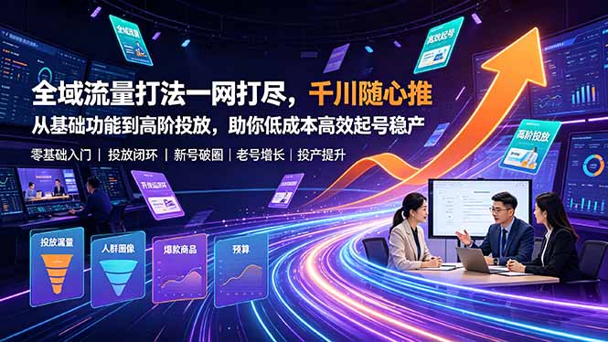 全域流量打法一网打尽,千川随心推从基础功能到高阶投放,助你低成本高效起号稳产 - 严选资源大全