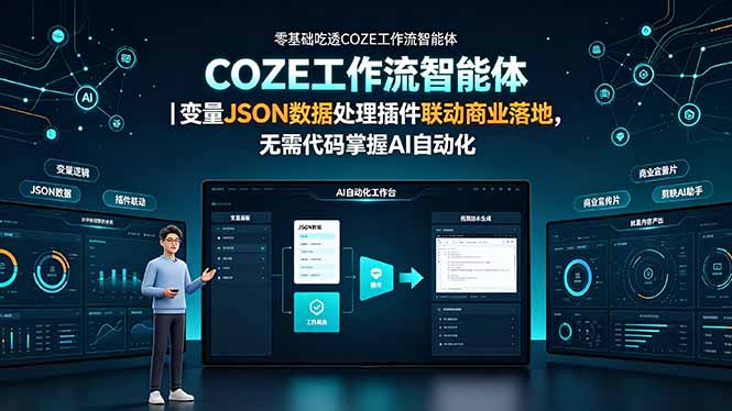 零基础吃透COZE工作流智能体|变量JSON数据处理插件联动商业落地,无需代码掌握AI自动化 - 严选资源大全