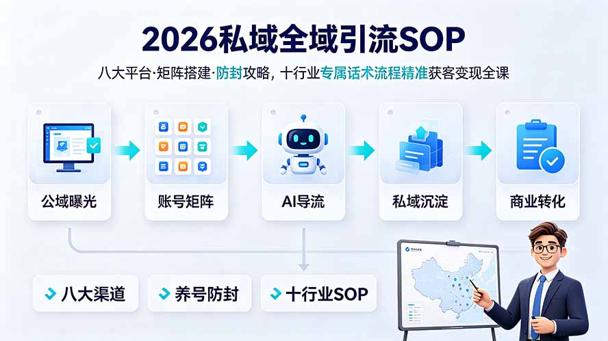 2026私域全域引流SOP|八大平台·矩阵搭建·防封攻略,十行业专属话术流程精准获客变现全课 - 严选资源大全