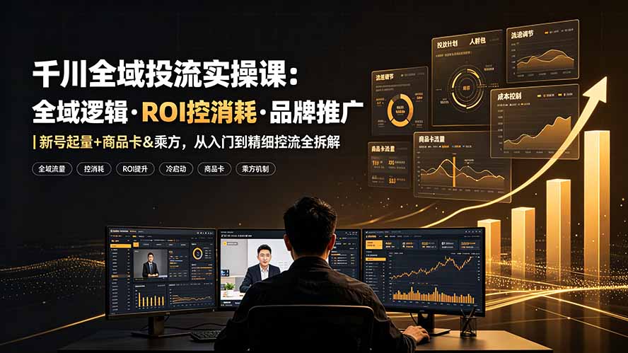 千川全域投流实操课:全域逻辑·ROI控消耗·品牌推广|新号起量+商品卡&乘方,从入门到精细控流全拆解 - 严选资源大全