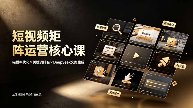 短视频矩阵运营核心课:完播率优化×关键词排名×DeepSeek文案生成,从零搭建多平台引流体系 - 严选资源大全 - 严选资源大全