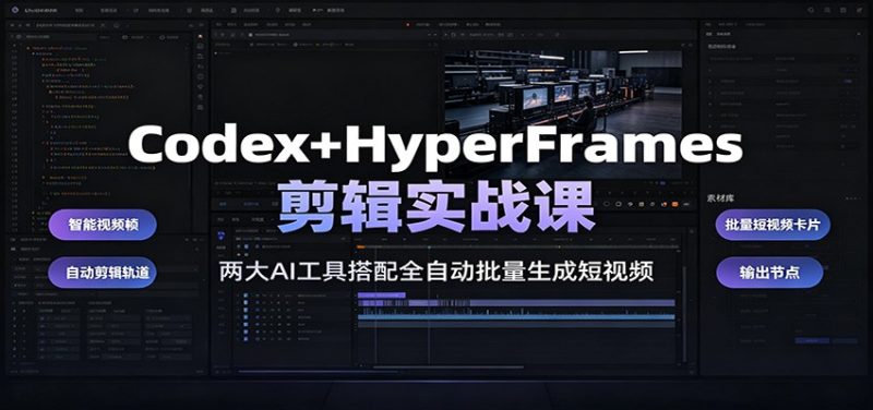 Codex+HyperFrames剪辑实战课:两大AI工具搭配全自动批量生成短视频 - 严选资源大全 - 严选资源大全