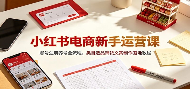 小红书电商新手运营课:账号注册养号全流程,类目选品铺货文案制作落地教程 - 严选资源大全 - 严选资源大全