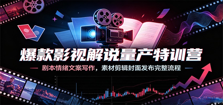 爆款影视解说量产特训营:剧本情绪文案写作,素材剪辑封面发布完整流程 - 严选资源大全