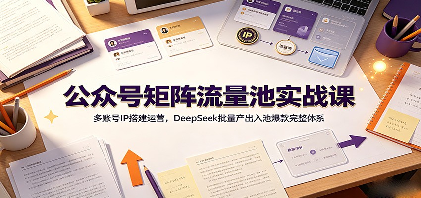 公众号矩阵流量池实战课：多账号IP搭建运营，DeepSeek批量产出入池爆款完整体系 - 严选资源大全
