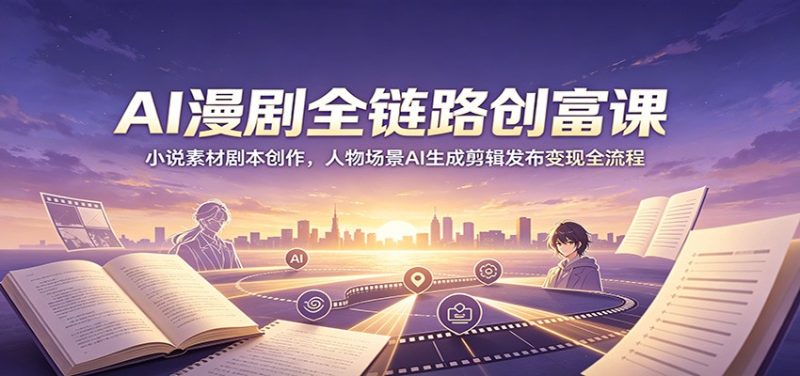 AI漫剧全链路创富课:小说素材剧本创作,人物场景AI生成剪辑发布变现全流程 - 严选资源大全 - 严选资源大全