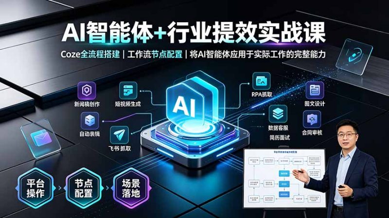AI智能体+行业提效实战课·Coze全流程搭建|工作流节点配置|将AI智能体应用于实际工作的完整能力 - 严选资源大全 - 严选资源大全
