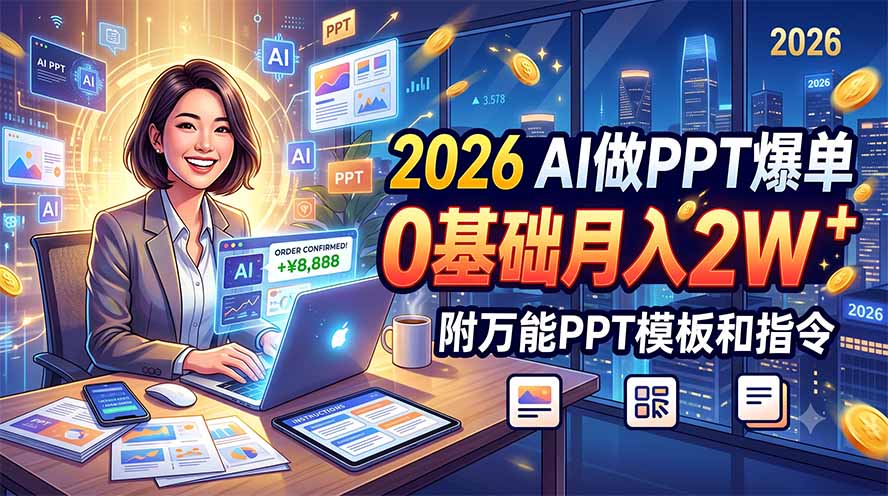 2026 AI做PPT爆单,0基础月入2W,附万能PPT模板和指令 - 严选资源大全