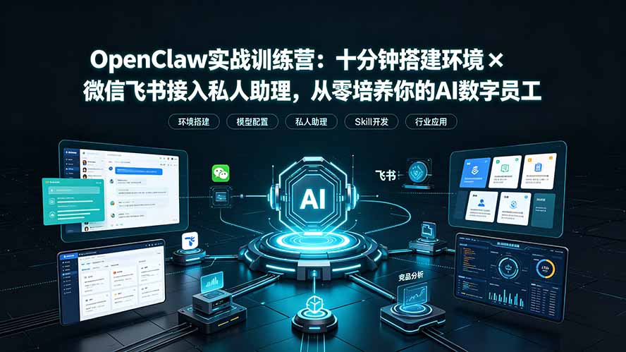 OpenClaw实战特训营:十分钟搭建环境×微信飞书接入私人助理,从零培养你的AI数字员工 - 严选资源大全