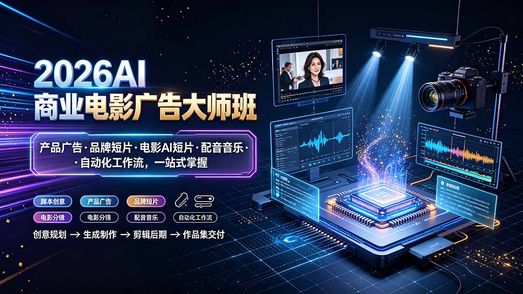 2026AI商业电影广告大师班:产品广告·品牌短片·电影AI短片·配音音乐·自动化工作流,一站式掌握 - 严选资源大全