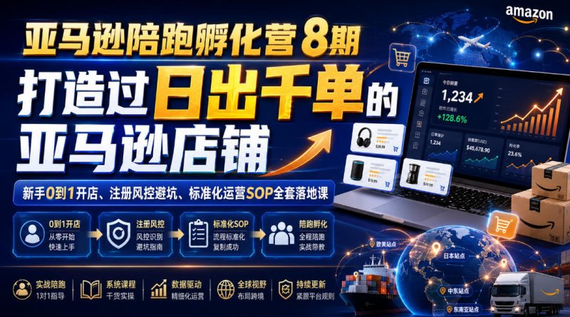 亚马逊陪跑孵化营8期，打造过日出千单的亚马逊店铺，新手0到1开店、注册风控避坑、标准化运营SOP全套落地课 - 严选资源大全 - 严选资源大全