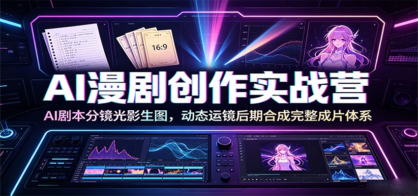 AI漫剧创作实战营:AI剧本分镜光影生图,动态运镜后期合成完整成片体系 - 严选资源大全