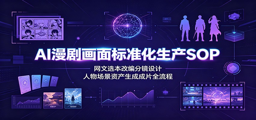 AI漫剧画面标准化生产SOP：网文选本改编分镜设计，人物场景资产生成成片全流程 - 严选资源大全