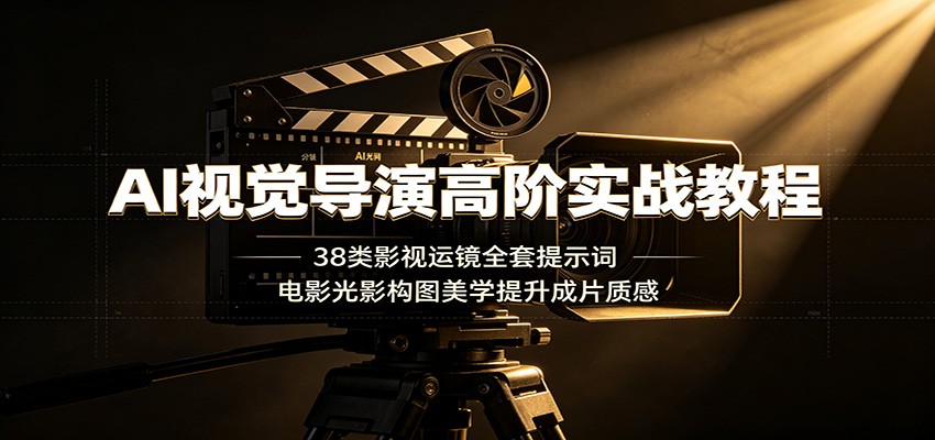 AI视觉导演高阶实战教程：38类影视运镜全套提示词，电影光影构图美学提升成片质感 - 严选资源大全
