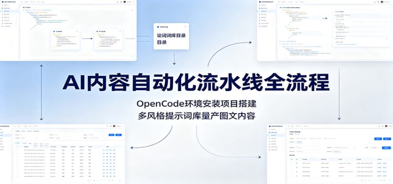 AI内容自动化流水线全流程:OpenCode环境安装项目搭建,多风格提示词库量产图文内容 - 严选资源大全 - 严选资源大全