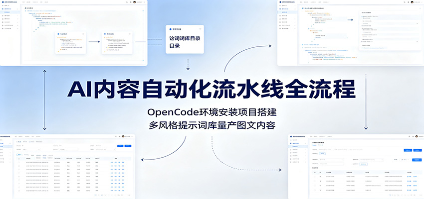 AI内容自动化流水线全流程:OpenCode环境安装项目搭建,多风格提示词库量产图文内容 - 严选资源大全