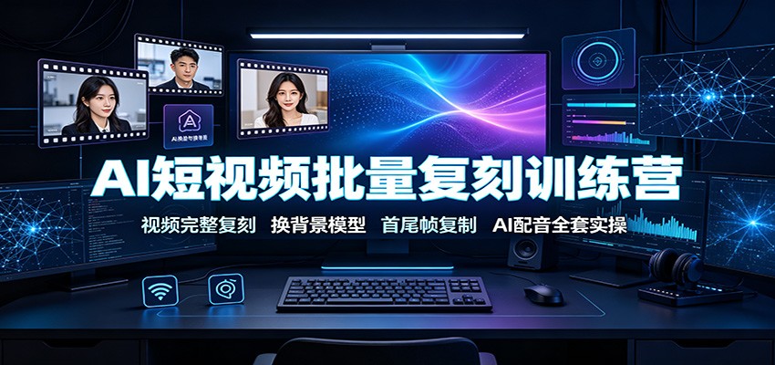 AI短视频批量复刻训练营：视频完整复刻，换背景模型、首尾帧复制、AI配音全套实操 - 严选资源大全