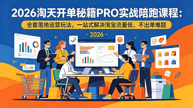 2026淘天开单秘籍PRO实战陪跑课程-更新：全套落地运营玩法，一站式解决淘宝流量低、不出单难题 - 严选资源大全