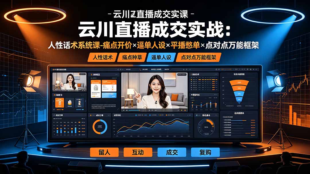 云川直播成交实战：人性话术系统课-痛点种草×塑品开价×逼单人设×平播憋单×点对点万能框架 - 严选资源大全