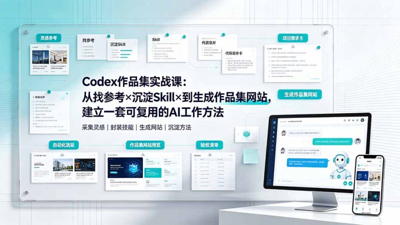 Codex作品集实战课：从找参考×沉淀Skill×到生成作品集网站，建立一套可复用的AI工作方法 - 严选资源大全 - 严选资源大全
