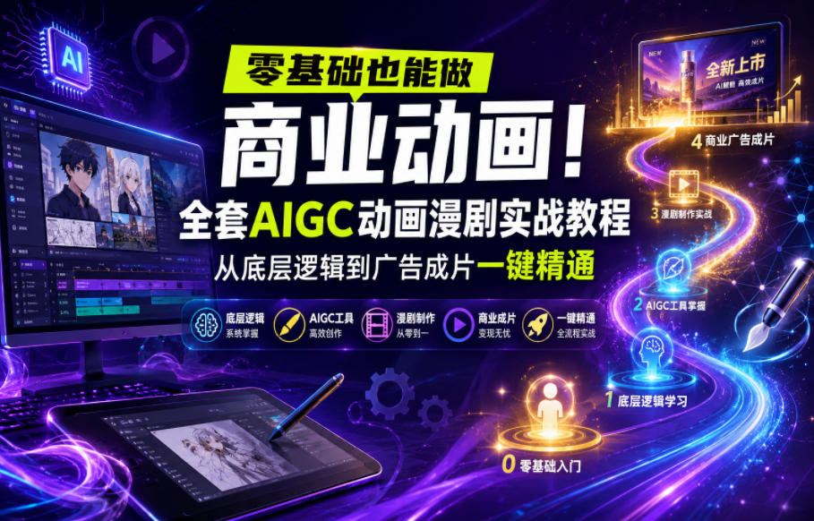 零基础也能做商业动画！全套AIGC动画漫剧实战教程，从底层逻辑到广告成片一键精通(更新0715) - 严选资源大全
