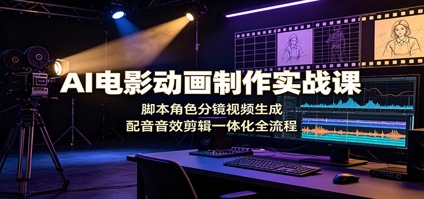 AI电影动画制作实战课：脚本角色分镜视频生成，配音音效剪辑一体化全流程 - 严选资源大全
