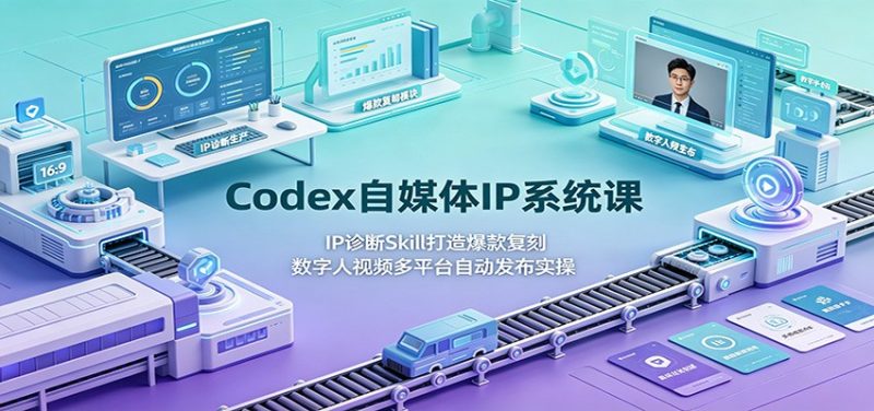 Codex自媒体IP系统课:IP诊断Skill打造爆款复刻,数字人视频多平台自动发布实操 - 严选资源大全 - 严选资源大全