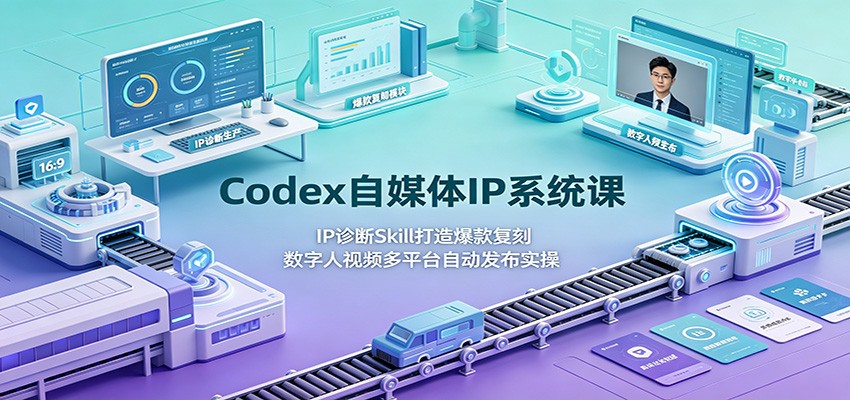 Codex自媒体IP系统课：IP诊断Skill打造爆款复刻，数字人视频多平台自动发布实操 - 严选资源大全