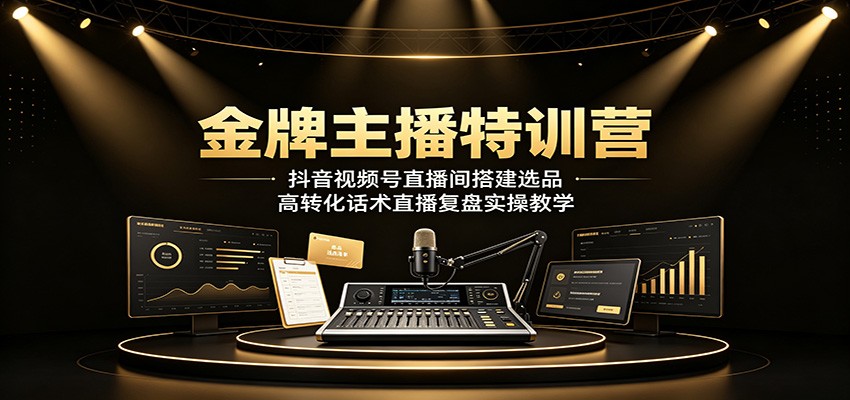金牌主播特训营：抖音视频号直播间搭建选品，高转化话术直播复盘实操教学 - 严选资源大全