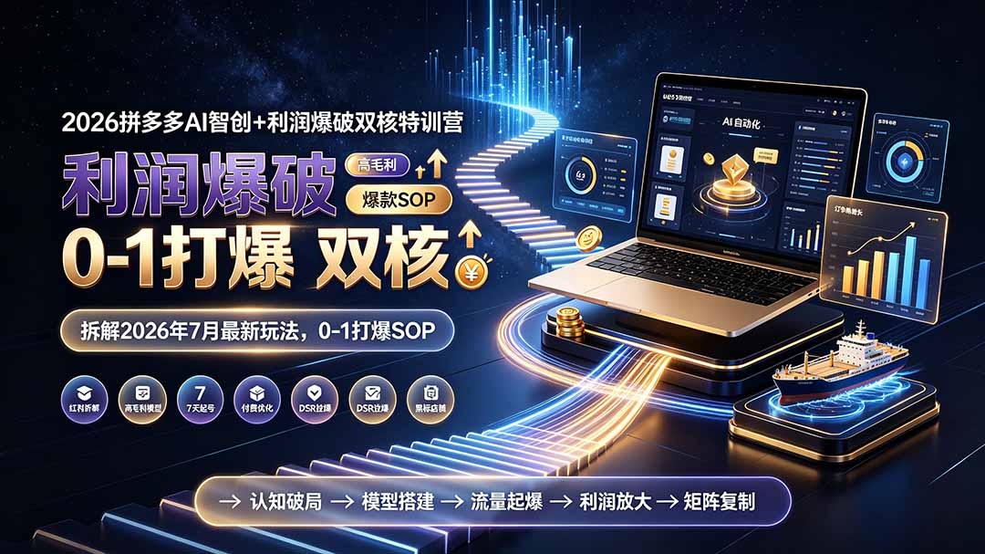 2026拼多多AI智创+利润爆破双核特训营-拆解2026年7月最新玩法，0-1打爆SOP - 严选资源大全