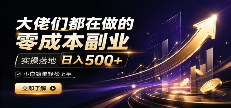 大佬们都在做的零成本副业，实操落地日入500+，小白一秒上手 - 严选资源大全 - 严选资源大全