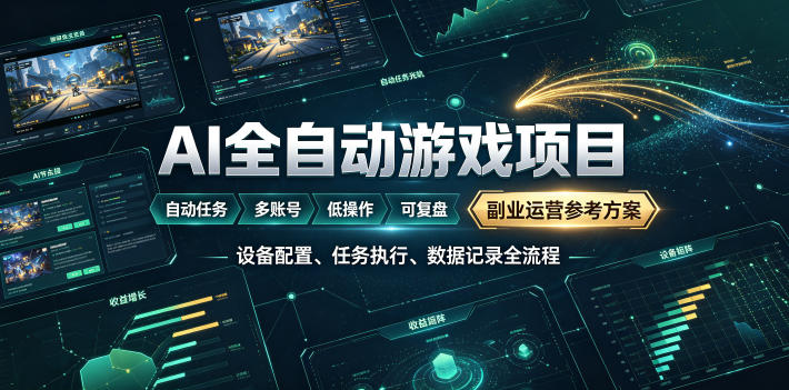 AI全自动游戏躺賺副业：日入几百，稳定运行三年的项目！【揭秘】 - 严选资源大全