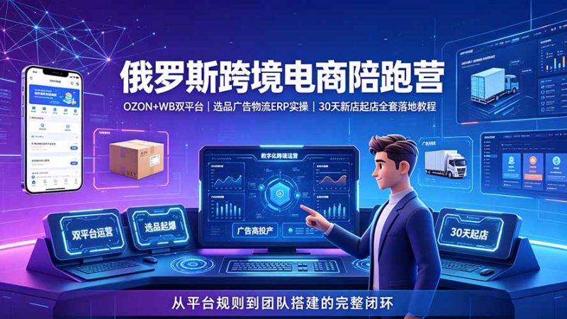 2026俄罗斯跨境电商陪跑营:OZON+WB双平台|选品广告物流ERP实操|30天新店起店全套落地教程 - 严选资源大全 - 严选资源大全