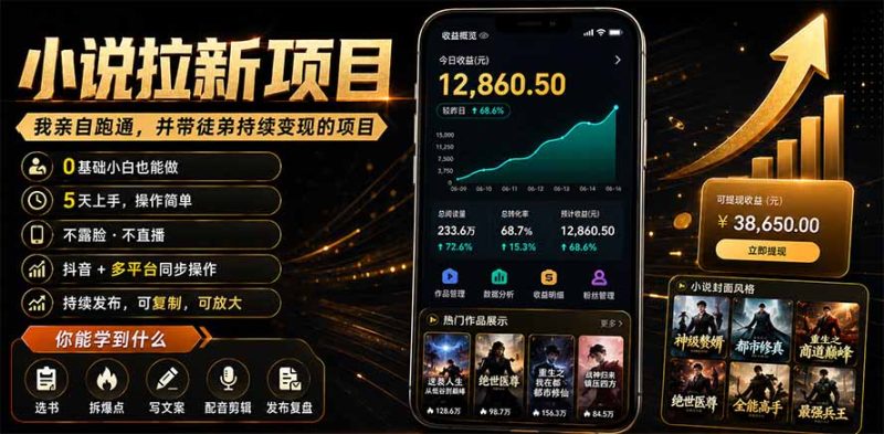 抖音及多平台小说拉新项目:我亲自跑通并持续带徒弟实操|0基础小白5天上手快速变现 - 严选资源大全 - 严选资源大全